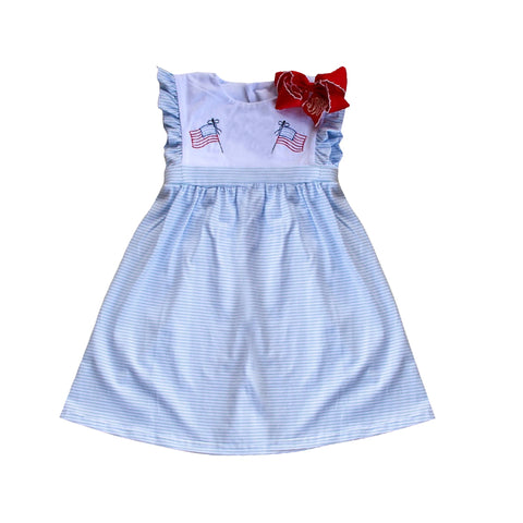 Preorder 04.14 America Flag Blue Stripe Girl's Dress