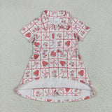 GSD2407 Strawberry Bows Yoga Zipper Girl's Dress Onesie
