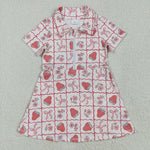 GSD2407 Strawberry Bows Yoga Zipper Girl's Dress Onesie