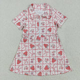 GSD2407 Strawberry Bows Yoga Zipper Girl's Dress Onesie