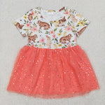 GSD2445 Easter Rabbit Flower Orange Tulle Girl's Dress