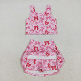 GSD2459 Coquette Bows Pink Yoga Girls Skorts Set