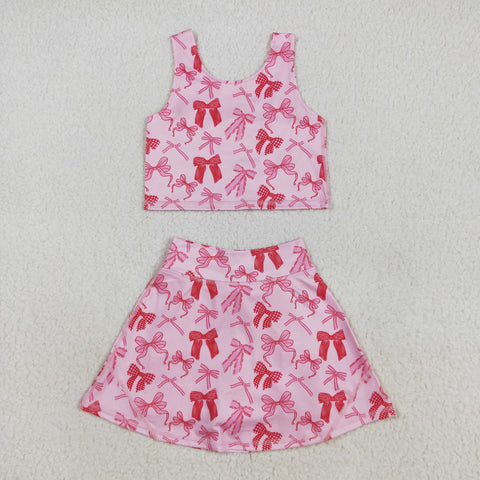 GSD2459 Coquette Bows Pink Yoga Girls Skorts Set
