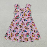 GSD2491 Castle Cartoon Princess Pink Scallop Edge Yoga Girl's Dress Onesie
