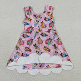 GSD2491 Castle Cartoon Princess Pink Scallop Edge Yoga Girl's Dress Onesie