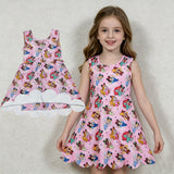 GSD2491 Castle Cartoon Princess Pink Scallop Edge Yoga Girl's Dress Onesie