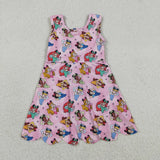 GSD2491 Castle Cartoon Princess Pink Scallop Edge Yoga Girl's Dress Onesie