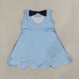GSD2515 Cartoon Blue Color Scallop Edge Girl's Dress