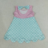 GSD2516 Fish Scales Princess Scallop Edge Girl's Dress