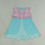 GSD2516 Fish Scales Princess Scallop Edge Girl's Dress