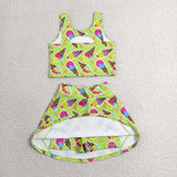 GSD2520 Ice cream Bows Yoga Girls Skorts Set