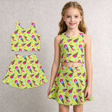 GSD2520 Ice cream Bows Yoga Girls Skorts Set