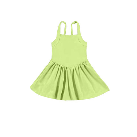 Preorder 05.27 GSD2561 Solid Color Green Yoga Girl's Dress Onesie