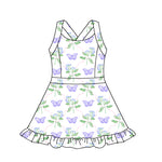 Preorder 05.28 GSD2571 Butterfly Flower Purple Sports Yoga Girl's Dress Onesie