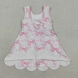 GSD2572 Coquette Bows Cute Pink Scallop Edge Yoga Girl's Dress Onesie