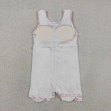 GSD2572 Coquette Bows Cute Pink Scallop Edge Yoga Girl's Dress Onesie