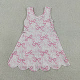 GSD2572 Coquette Bows Cute Pink Scallop Edge Yoga Girl's Dress Onesie