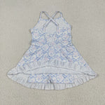 GSD2580 Flower Bows Yoga Girl's Dress Onesie