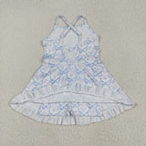 GSD2580 Flower Bows Yoga Girl's Dress Onesie