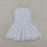 GSD2580 Flower Bows Yoga Girl's Dress Onesie