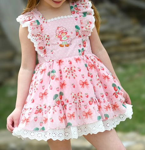 Preorder 06.04 GSD2581 Cartoon Strawberry Girl Girl's Dress