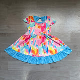 Preorder Samples GSD2610 Colorful Watercolor Girl's Dress