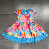 Preorder Samples GSD2610 Colorful Watercolor Girl's Dress