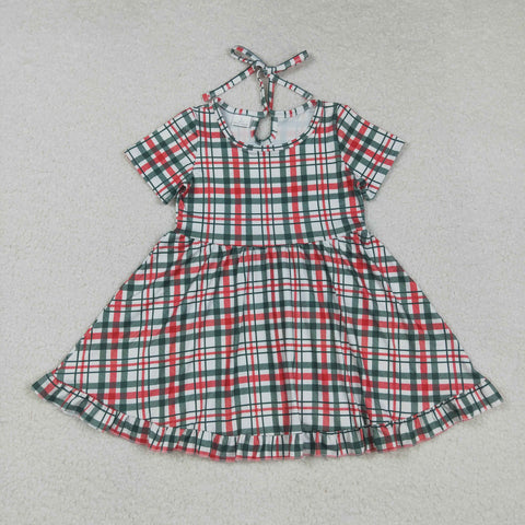 GSD2613 Christmas Plaid Green Red Girl's Dress