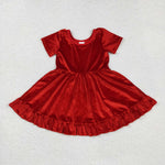 GSD2614 Christmas Red Velvet Girl's Dress