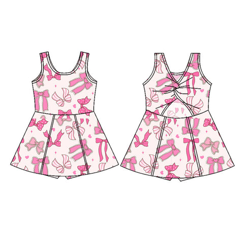Preorder 06.28 GSD2628 Coquette Bows Pink Sports Yoga Girl's Dress Onesie