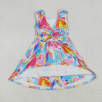 GSD2629 Colorful Watercolor Sports Yoga Girl's Dress Onesie