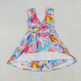 GSD2629 Colorful Watercolor Sports Yoga Girl's Dress Onesie