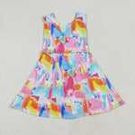 GSD2629 Colorful Watercolor Sports Yoga Girl's Dress Onesie