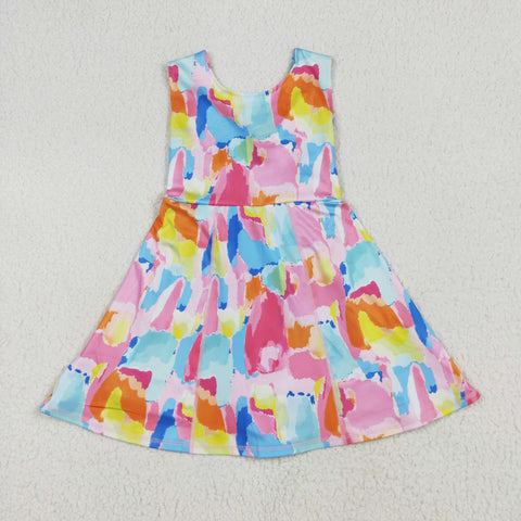 GSD2629 Colorful Watercolor Sports Yoga Girl's Dress Onesie