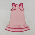 GSD2630 Solid Color Pink Sports Yoga Girl's Dress