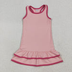 GSD2630 Solid Color Pink Sports Yoga Girl's Dress