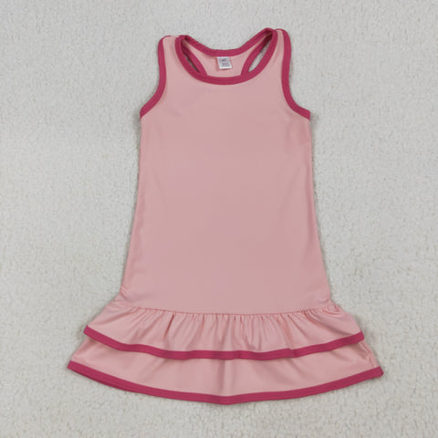 GSD2630 Solid Color Pink Sports Yoga Girl's Dress