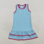 GSD2631 Solid Color Blue Sports Yoga Girl's Dress（副本）