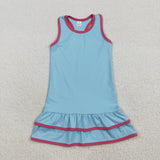 GSD2631 Solid Color Blue Sports Yoga Girl's Dress（副本）