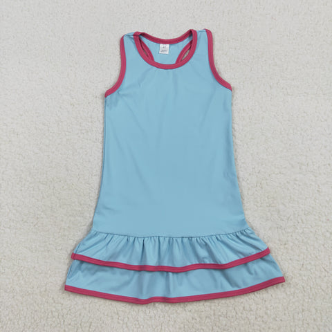 GSD2631 Solid Color Blue Sports Yoga Girl's Dress（副本）