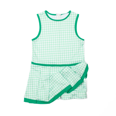Preorder 06.28 GSD2632 Green Plaid Sports Yoga Girl's Dress Onesie