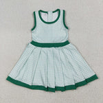 GSD2632 Green Plaid Sports Yoga Girl's Dress Onesie