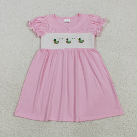 GSD2642 Smocked Mallard Ducks Pink Girl's Dress
