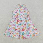 GSD2645 Yoga Colorful Leopard Sports Yoga Girl's Dress Onesie