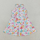 GSD2645 Yoga Colorful Leopard Sports Yoga Girl's Dress Onesie