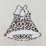 GSD2650 Leopard Brown Sports Yoga Girl's Dress Onesie
