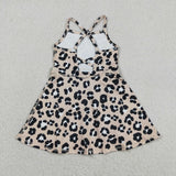 GSD2650 Leopard Brown Sports Yoga Girl's Dress Onesie