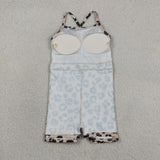 GSD2650 Leopard Brown Sports Yoga Girl's Dress Onesie