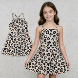 GSD2650 Leopard Brown Sports Yoga Girl's Dress Onesie