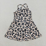 GSD2650 Leopard Brown Sports Yoga Girl's Dress Onesie